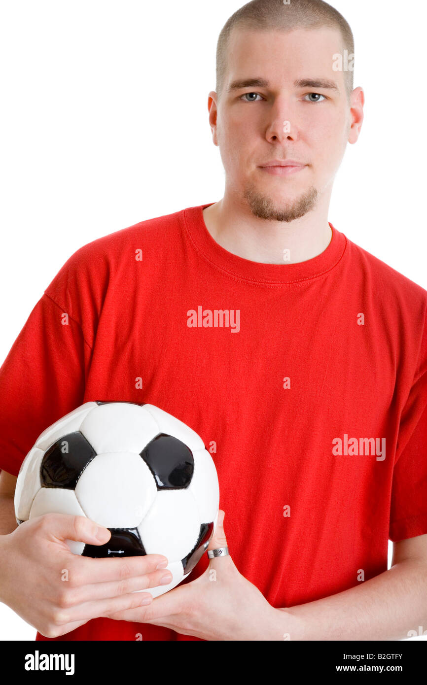 Fußball jungen Mann Fußball Sport sportlich Kugel Freizeit Zeit Menschen Stockfoto