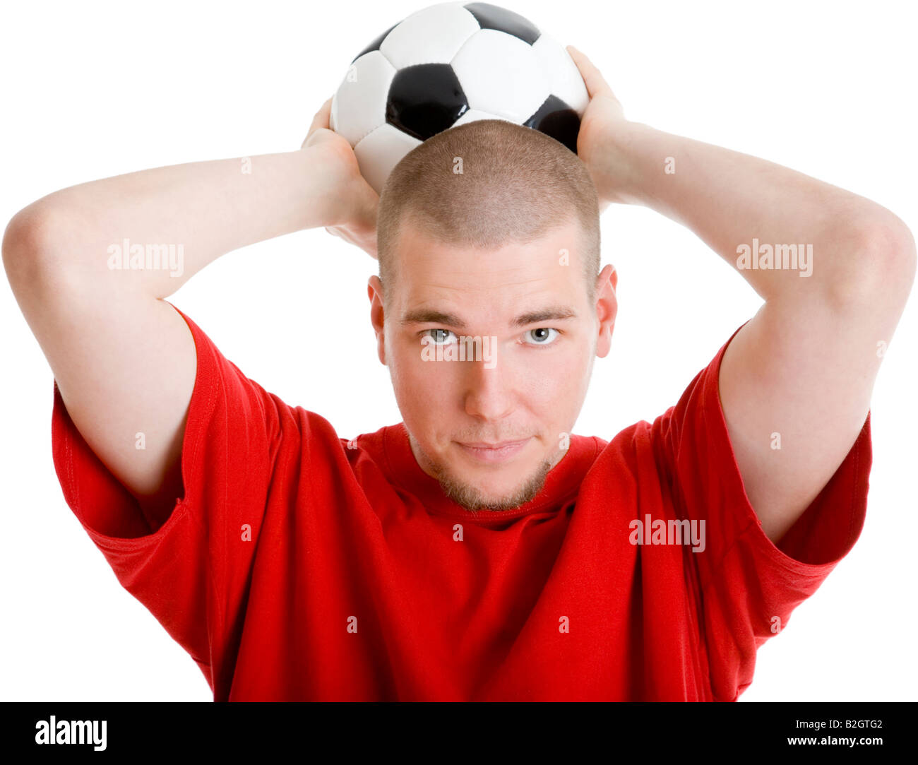 Porträt Fußball jungen Mann Fußball Sport sportlich Kugel Freizeit Zeit Menschen Stockfoto
