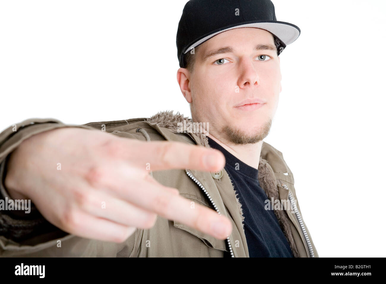 Homeboy Parka junger Mann Rapper Rap hip Hop Hiphop Mütze Kappe tanzen  Aktion Gestik Lebensstil Menschen Musik Porträt Stockfotografie - Alamy