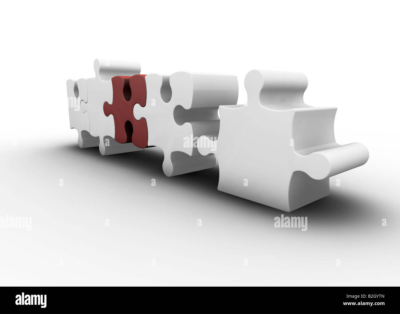 3D Render eine rote Puzzleteil unter weißen Stockfoto