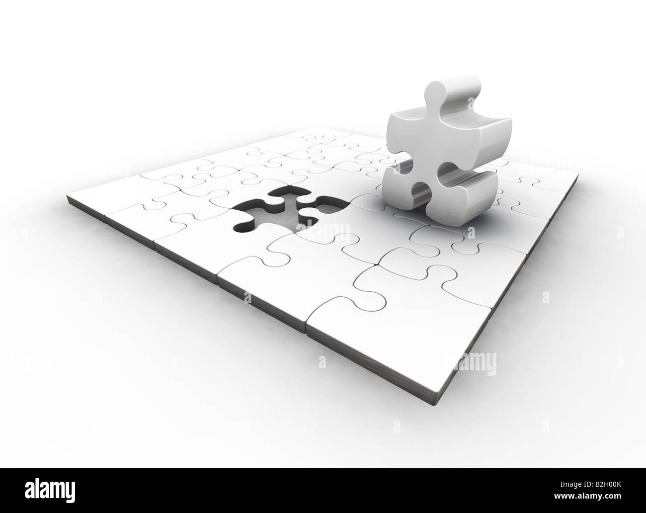 3D Rendern eines Puzzles mit einem Stück fehlt Stockfoto