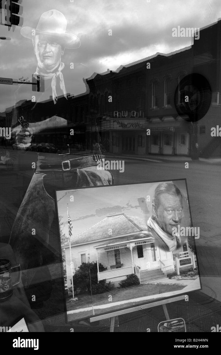 John Wayne Reflexionen von Besucher-Büro in Winterset, Iowa, USA Stockfoto