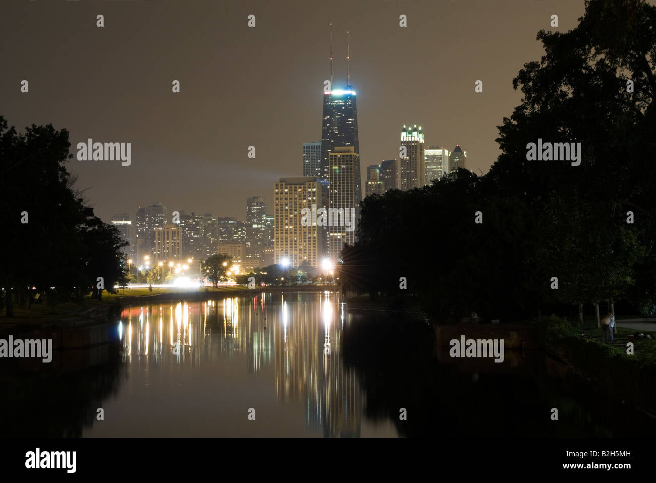 Chicago Skyline bei Nacht Stockfoto