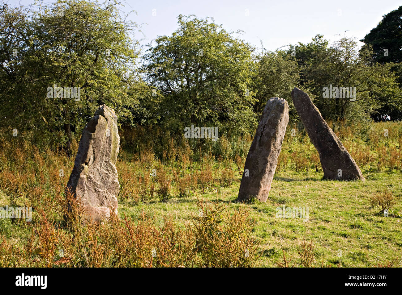 Harolds Steinen oder den drei Steinen Konglomeraten Felsen errichtet in der Bronzezeit Trellech Wales UK Stockfoto