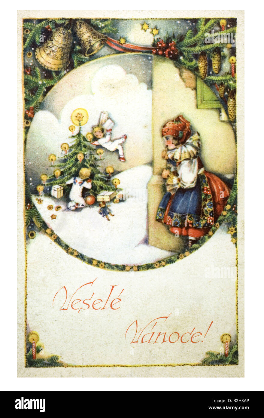 Postkarte Motiv beobachten die Weihnachten Engel 19. Jahrhundert in Deutschland Stockfoto