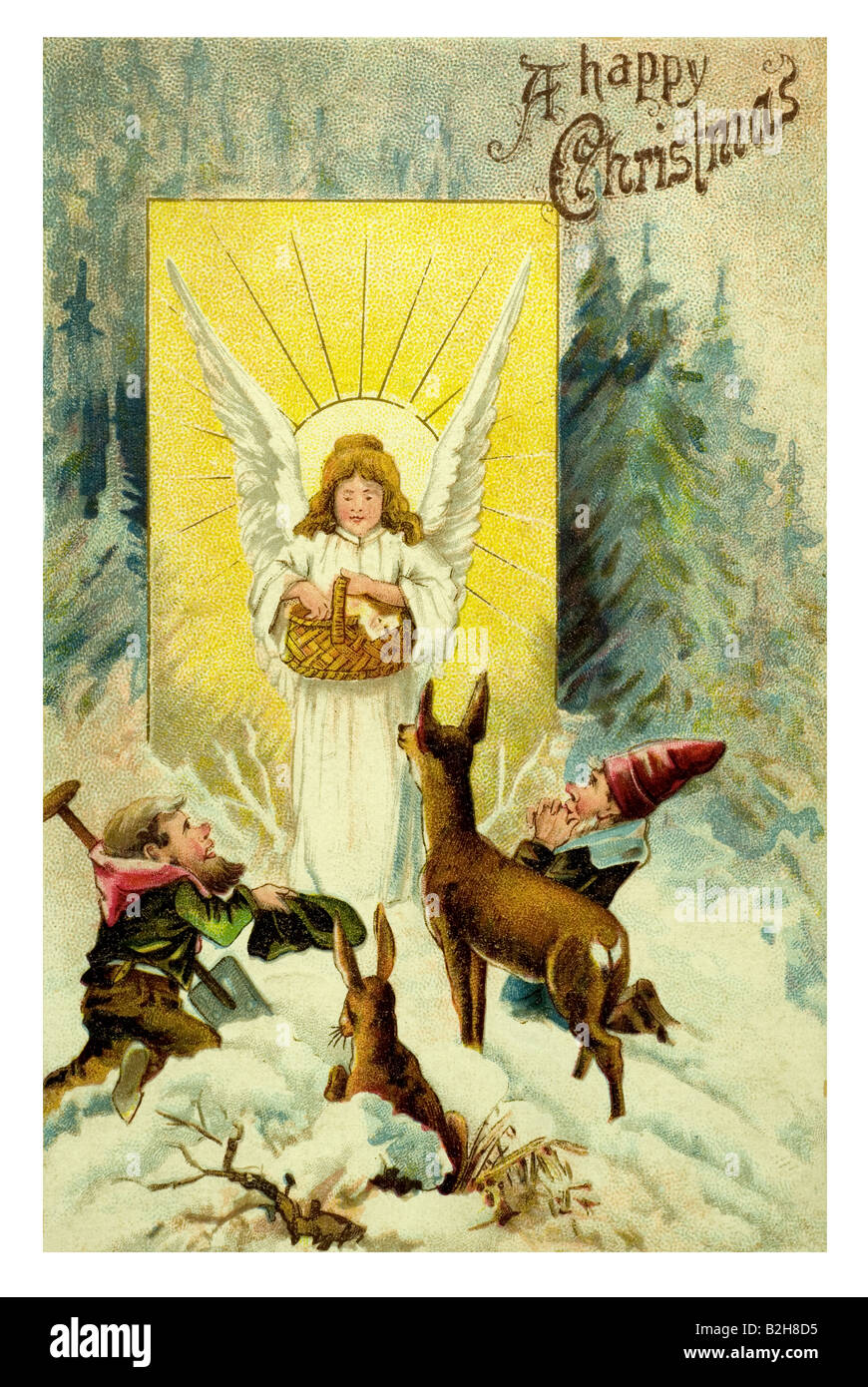 Postkarte Motiv Weihnachten Freude für alle in der Welt des 19. Jahrhunderts Deutschland Stockfoto