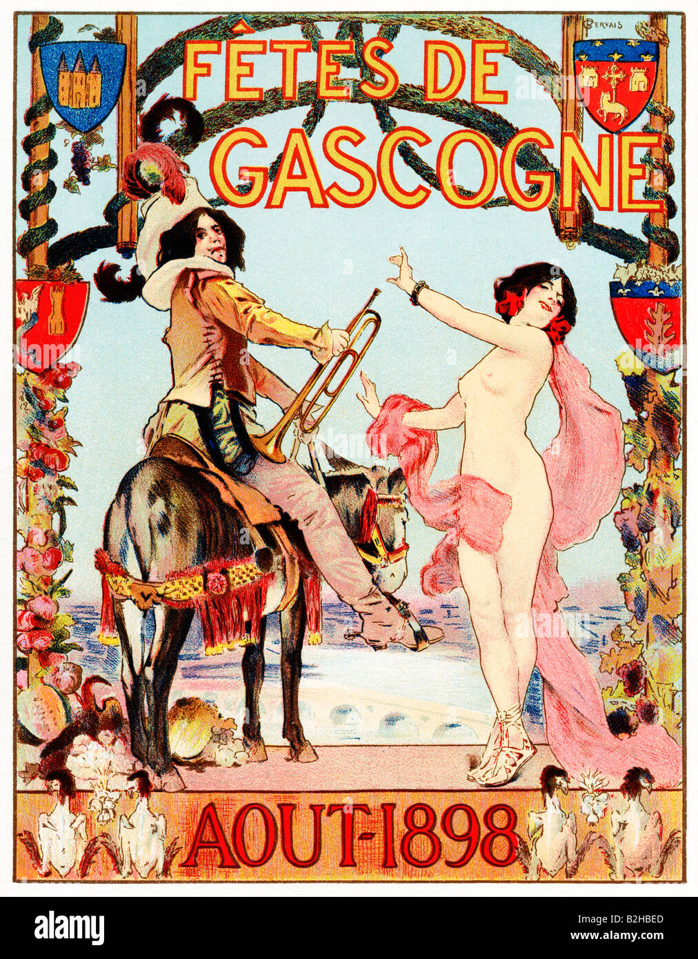 Fêtes De Gascogne 1898 Jugendstil Poster feiert die Freuden der französischen South West Provinz Stockfoto