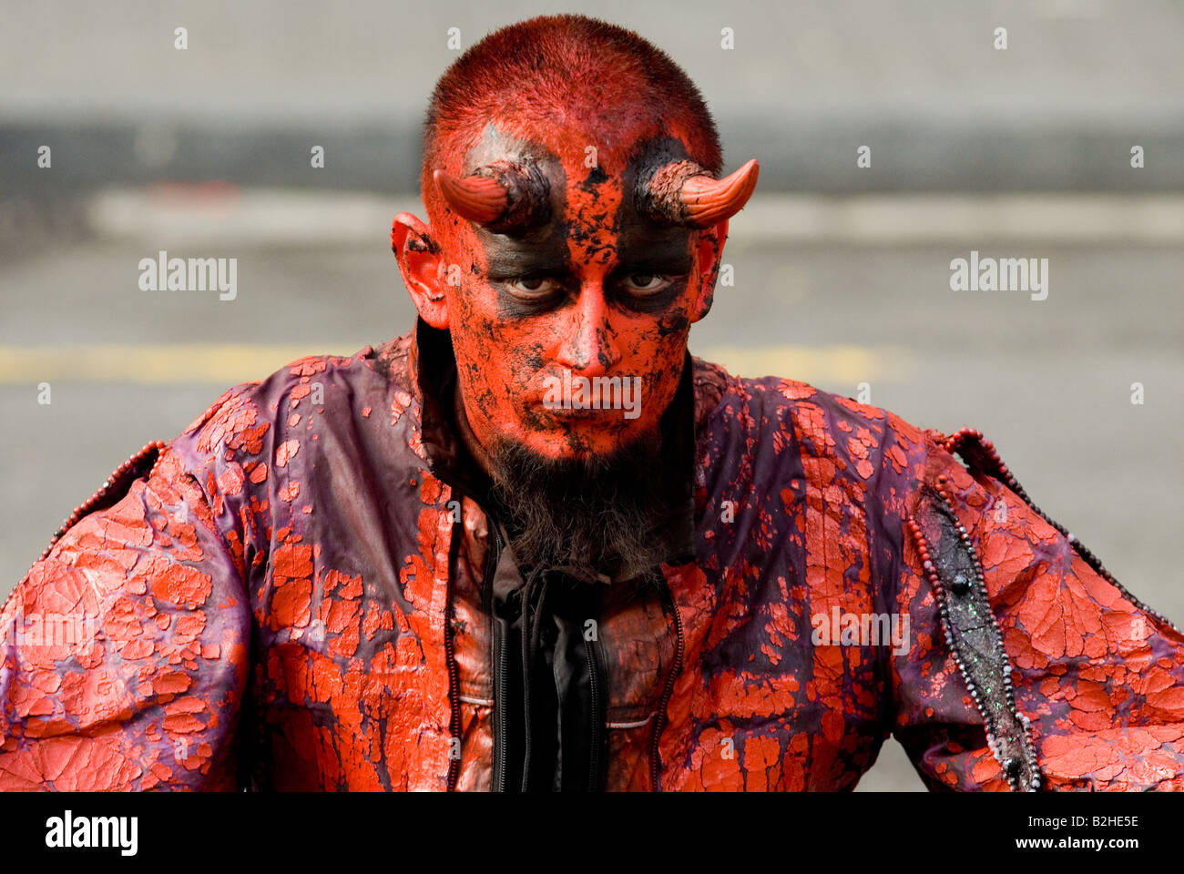 Teufel Satan Street Entertainer in Las Ramblas Barcelona Spanien Stockfoto