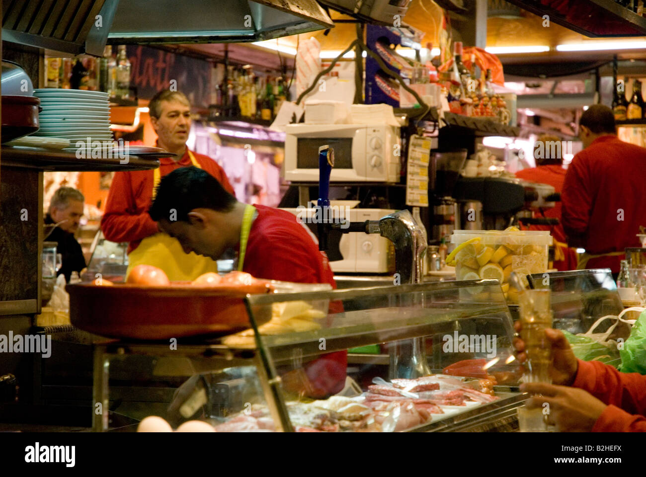 La Boqueria Marktrestaurant in Barcelona Stockfoto