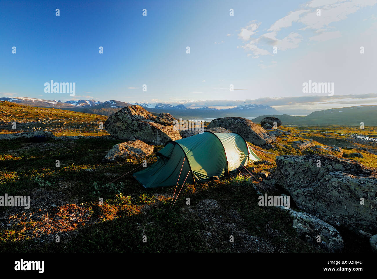 Abenteuer Urlaub Zelt outdoor Camp Norrbotten Stora Sjoefallet Nationalpark Np Schweden Lappland Tierwelt Zelt Stockfoto