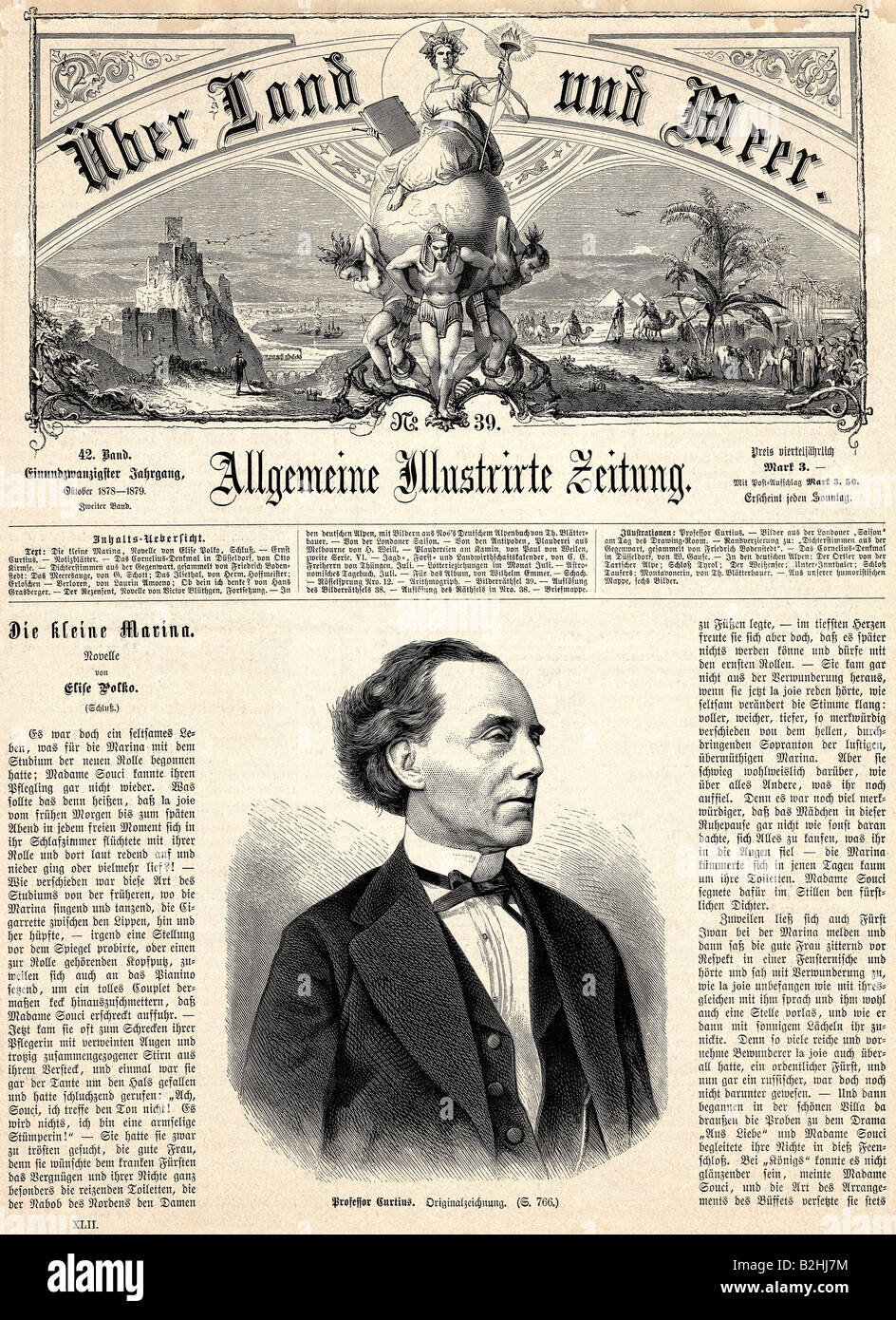 Presse / Medien, Zeitschriften / Magzinien, "ueber Land und Meer", Nr. 29, 21. Band, 1878 - 1879, Cover, Porträt Ernst Curtius, Stockfoto