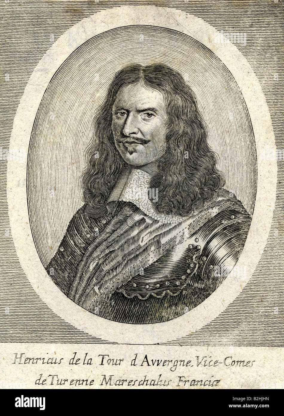Turenne, Henry de Latour d'Auvergne, Vicomte de, 11.9.1611 - 22.7.1675, französischer Marschall, Porträt, Kupferstich, 17. Jahrhundert, Artist's Urheberrecht nicht gelöscht werden Stockfoto