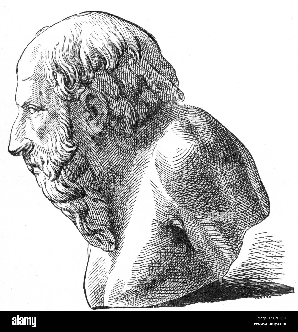 Diogenes von Sinope, 412 - 323 v. Chr., griechische Philosoph, Porträt, Holzgravur nach Büste, Villa Albani, Rom, Italien, Stockfoto