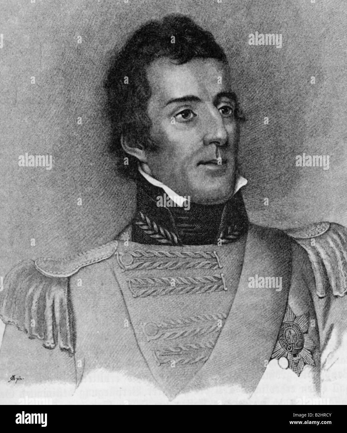 Wellington Arthur Wellesley Herzog von, 1.5.1769 - 14.9.1852, britischer General und Politiker, Porträt, Stahlstich von R. nach Hause nach Gemälde von Minasi 1814, Artist's Urheberrecht nicht gelöscht werden Stockfoto