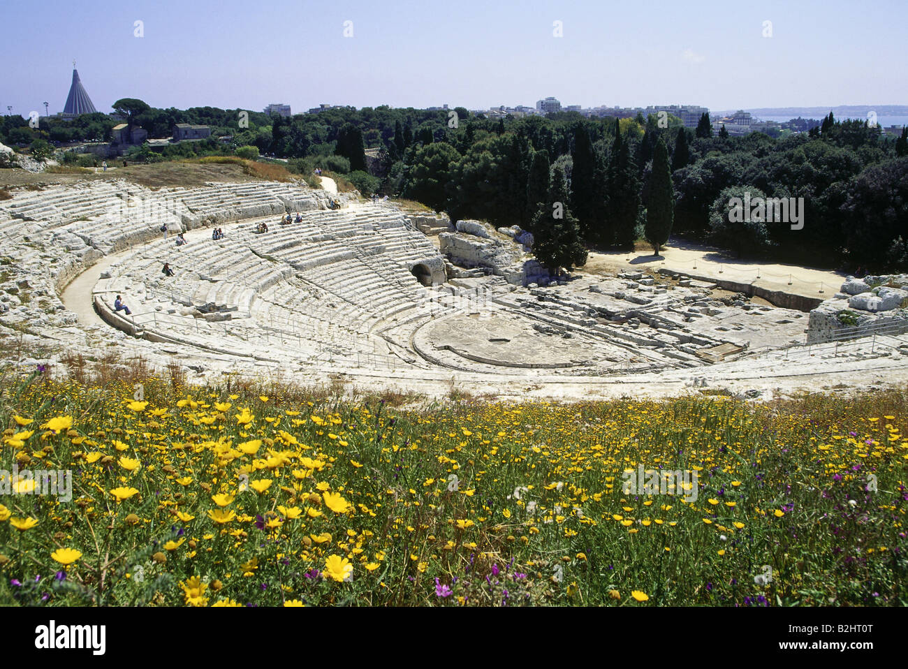 Geographie / Reisen, Italien, Sizilien, Syracus, griechisches Theater, erbaut im 5. Jahrhundert v. Chr. unter Hieron II erneuert. (regierte 275-215 Stockfoto
