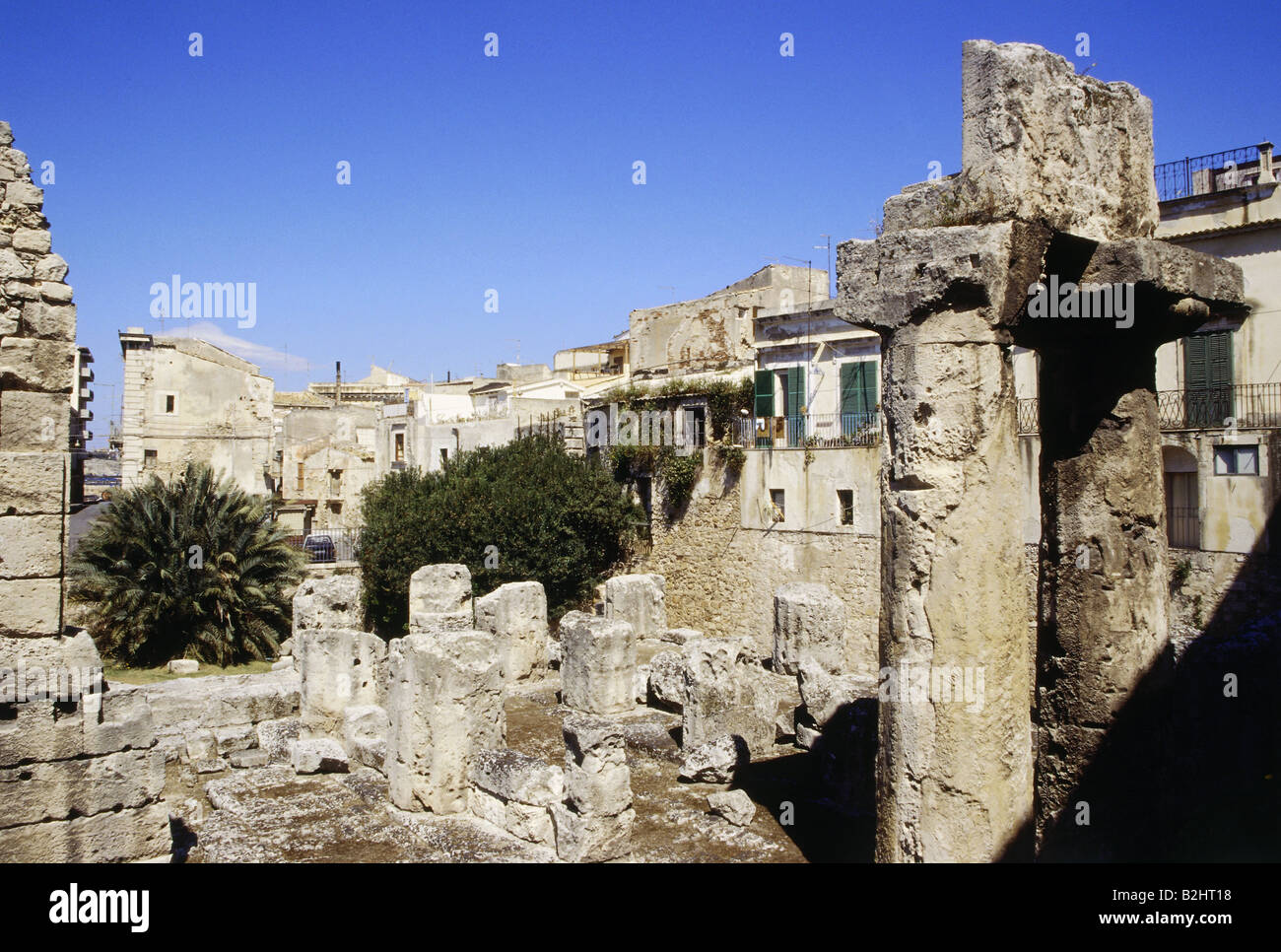 Geographie / Reisen, Italien, Sizilien, Syracus, Apollo-Tempel, gebaut ca. 565 v. Chr. Spalte Stümpfe, Europa, griechische Kolonie gegründet 8t Stockfoto