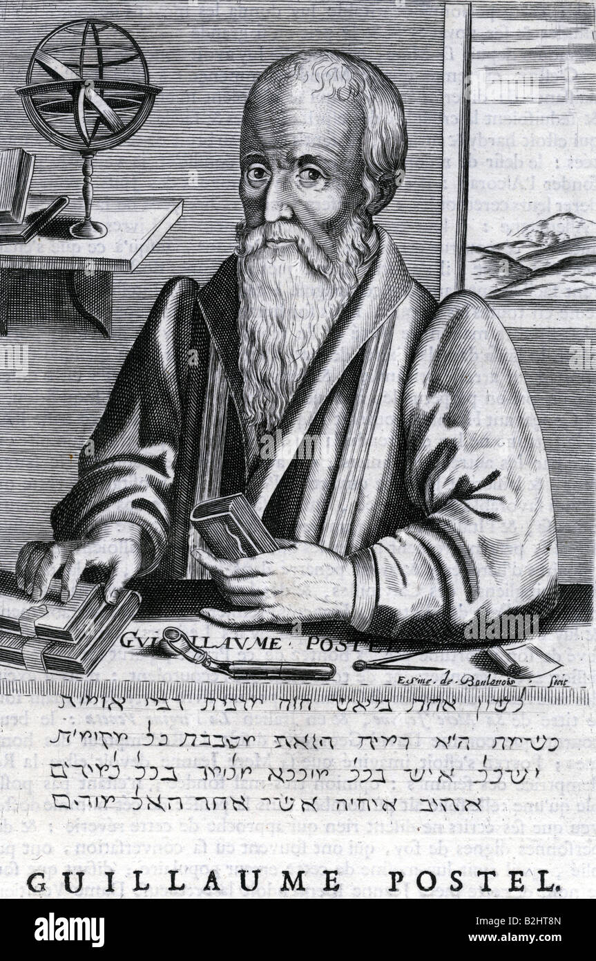 Postel, Guillaume, 1510 - 1581, französischer Mathematiker, halbe Länge, Gravieren, Jahrhundert, Artist's Urheberrecht nicht gelöscht werden Stockfoto