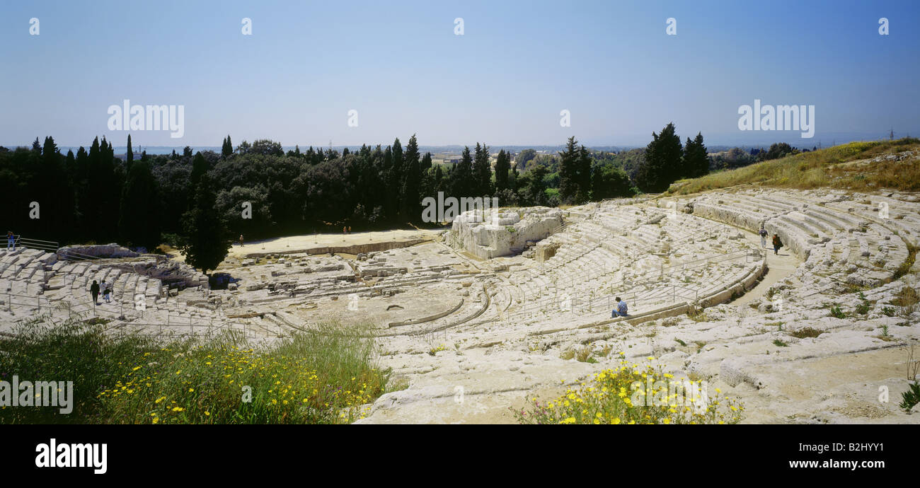 Geographie / Reisen, Italien, Sizilien, Syracus, griechisches Theater, erbaut im 5. Jahrhundert v. Chr. unter Hieron II erneuert. (regierte 275-215 Stockfoto