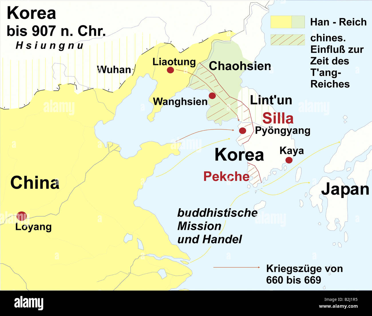 Geographie/Reisen, Kartographie, historische Karten, Mittelalter, Korea bis 907, Stockfoto