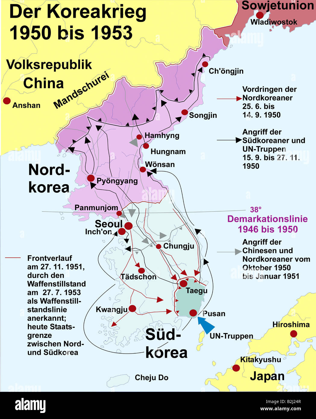 Carthography, historische Karten, Neuzeit, Korea, Korea-Krieg 1950-1953, historisch, Asien 