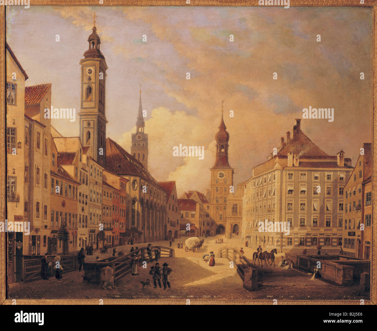 Bildende Kunst, Jodl, Ferdinand (1805 - 1882), Gemälde, Tal mit Hoher Brücke, Öl auf Leinwand, 1835, Stadtmuseum, München, Stockfoto