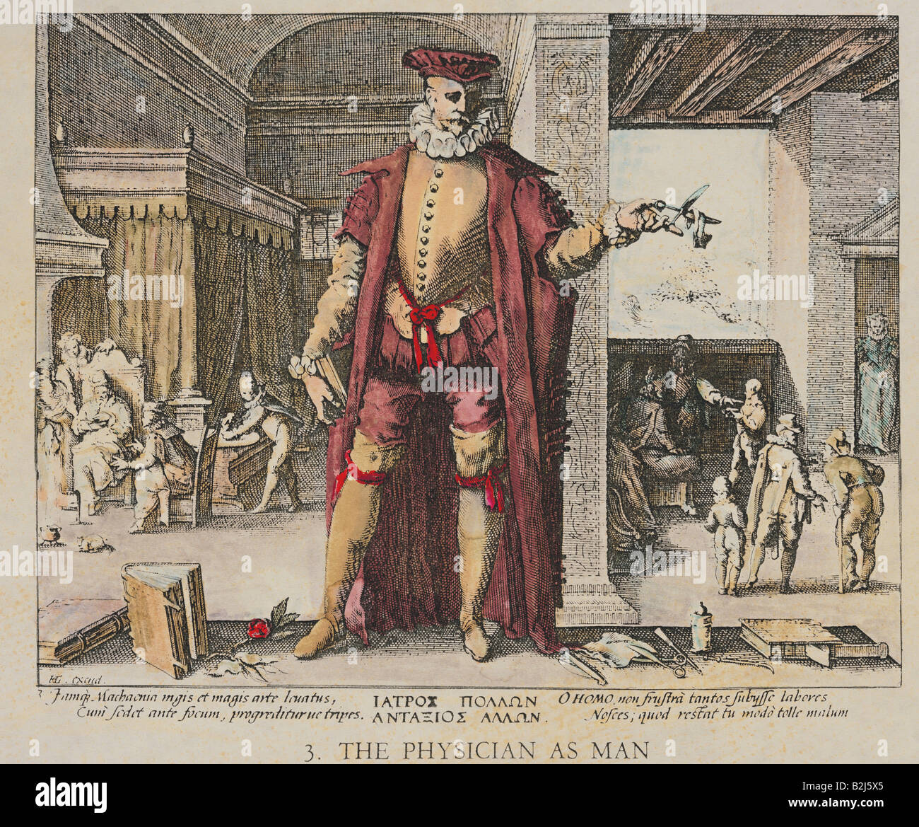 Medizin, Ärzte, "Die Pysician als Mensch", Kupferstich, Hendrik Goltzins, Haarlem, 1576, Privatsammlung, Artist's Urheberrecht nicht gelöscht werden Stockfoto