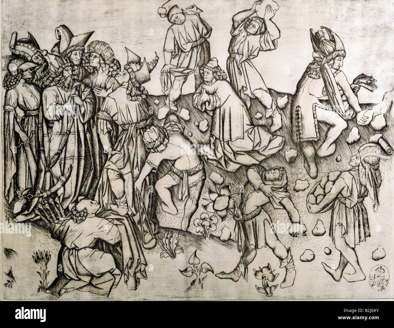 Stephen, ca. 1 - 36/40 AD, Griechisch, glergyman matyrdom, Kupferstich, Meister der Kalvarienberg, vor 1440, Staatliche Kunstsammlungen Dresden, Artist's Urheberrecht nicht gelöscht werden Stockfoto Stephen, ca. 1 - 36/40 AD, Griechisch, glergyman matyrdom, Kupferstich, Meister der Kalvarienberg, vor 1440, Staatliche Kunstsammlungen Dresden, Artist's Urheberrecht nicht gelöscht werden Stockfoto