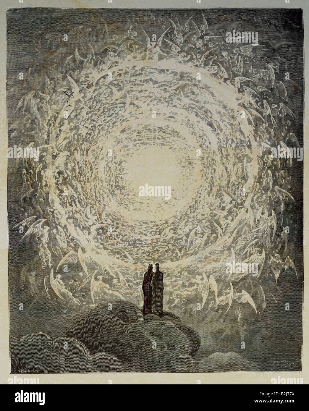 Dore, Gustave (1832-1883), Illustration, von der "Göttlichen Komödie" von Dante Alighieri, Canto 18: "Die Sphären des Himmels', Holzstich, farbig, 1860, Privatsammlung, Artist's Urheberrecht nicht gelöscht werden Stockfoto