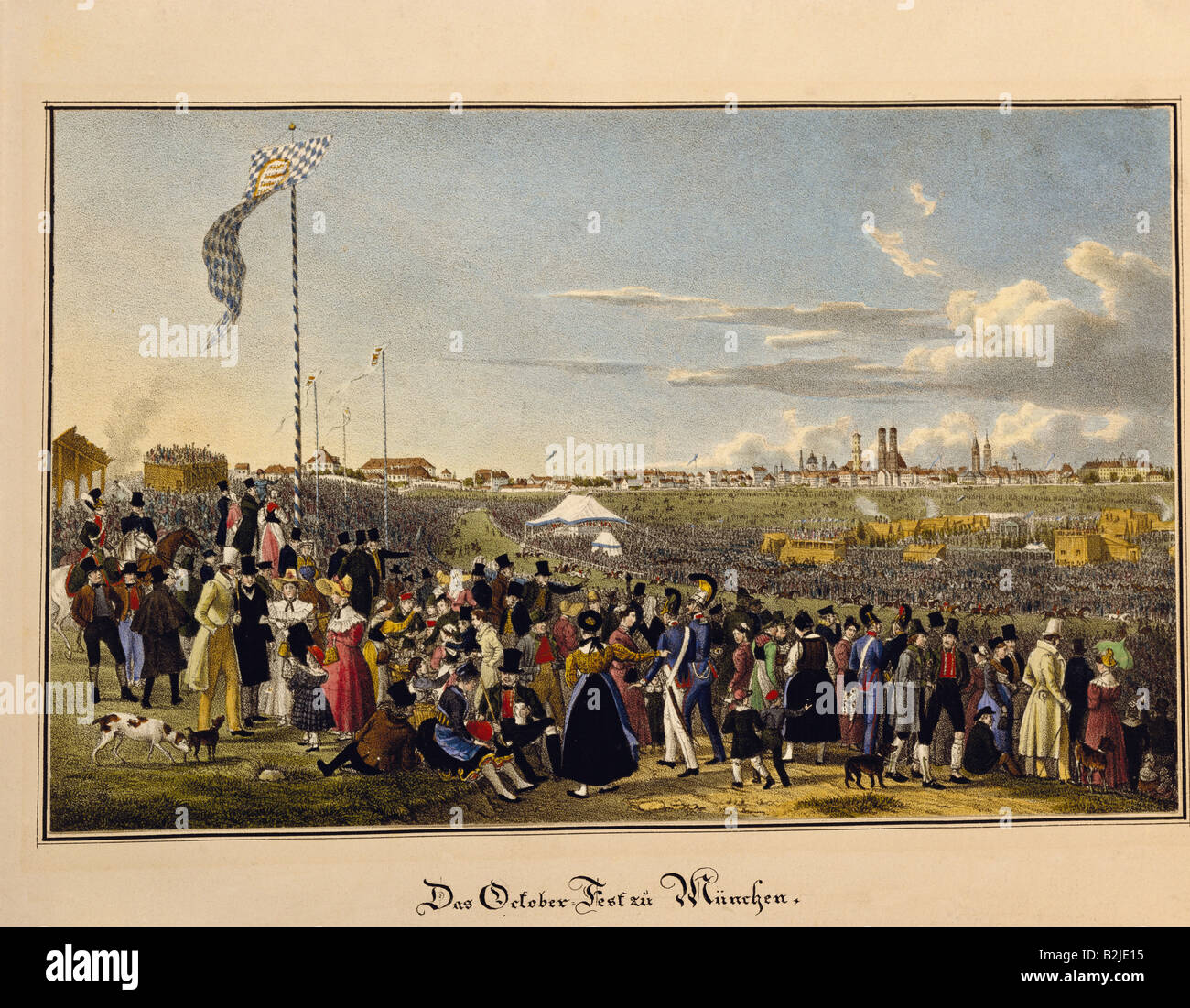 Geografie/Reisen, Deutschland, München, Oktoberfest, Pferderennen, Kreidelithograph, ca. um ca. Stockfoto