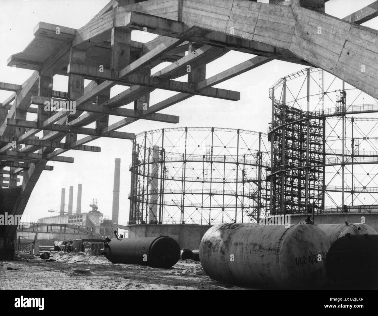 Geografie/Reisen, Deutschland, Deutsche Demokratische Republik, Industrie, Kokerei, Kombinat Kombinat Unikombinat Schwarze Pumpe, Konstanz, 3.8.1960, Stockfoto