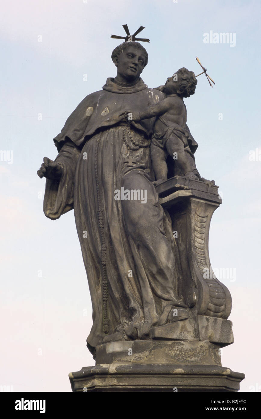 Anthony von Padua, 15.8.195 - 13. 6.1231, Portugiesisch, Heiliger, Statue, Karlsbrücke, Prag, Tschechien, erbaut: 1707 von Jan Oldrich Mayer, Stockfoto