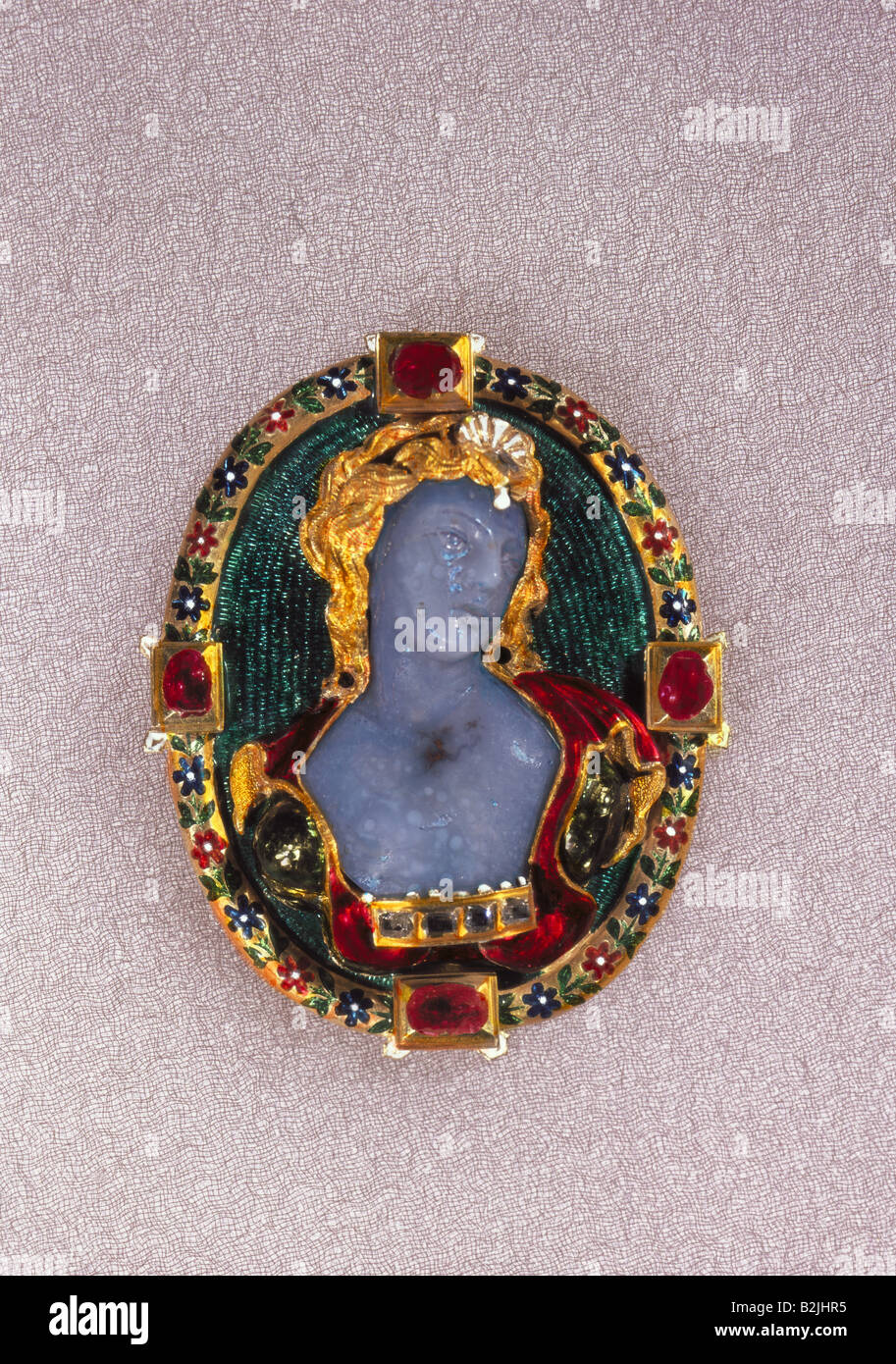 Bildende Kunst, Schmuck, Näpfchen, weiblich Portrait von Ottavio Miseroni (1567 - 1624), Chalcedon, 5.2 cm x 4.2 cm, um 1600, Kunsthistorisches Museum (Museum für Kunstgeschichte), Wien, Artist's Urheberrecht nicht gelöscht werden Stockfoto