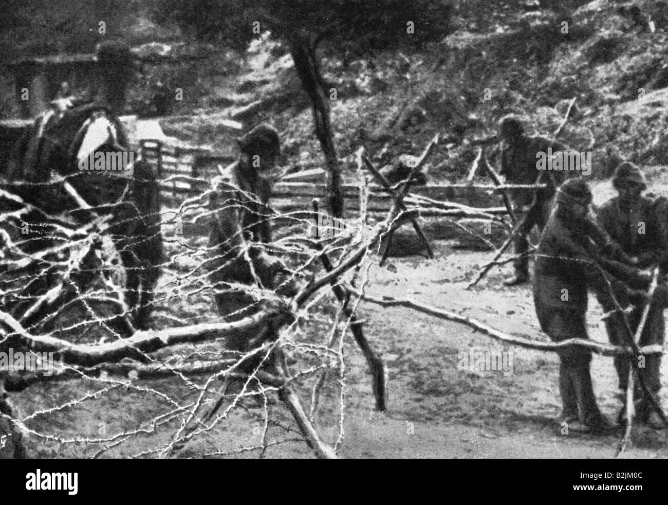 Ereignisse, Erster Weltkrieg/erster Weltkrieg, Naher Osten, Schlacht von Gallipoli 19.2.1915 - 9.1.1916, türkische Infanteriebauhindernisse, November 1915, Türkei, Türken, Osmanisches Reich, Soldaten, 20. Jahrhundert, historisch, historisch, Menschen, 1910er Jahre, Stockfoto