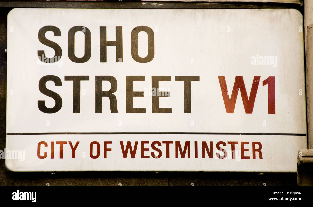 Soho Straßenschild in London Stockfoto