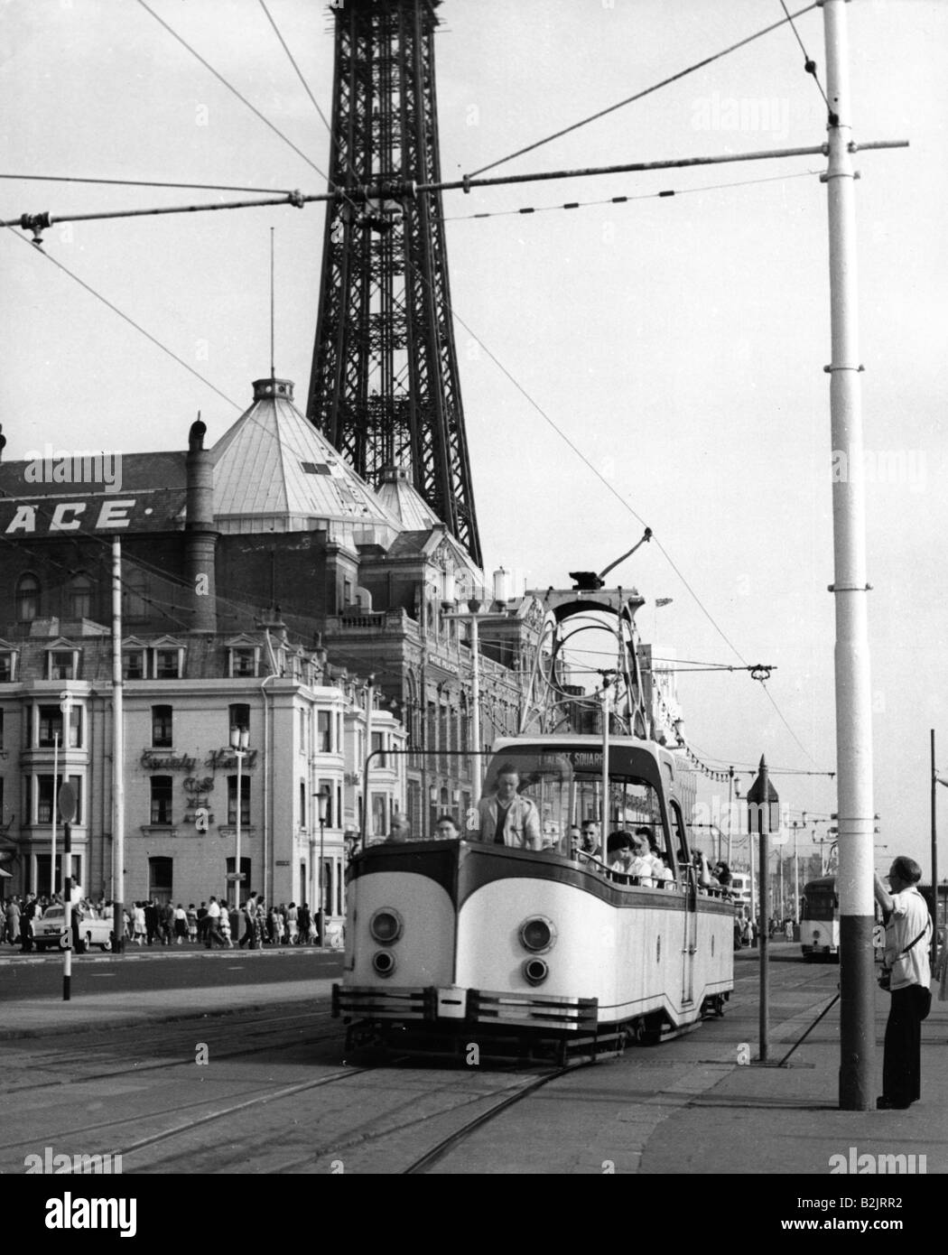 Geografie/Reisen, Großbritannien, Städte, Blackpool, Verkehr/Verkehr, Straßenbahn, 1960er Jahre, Stockfoto