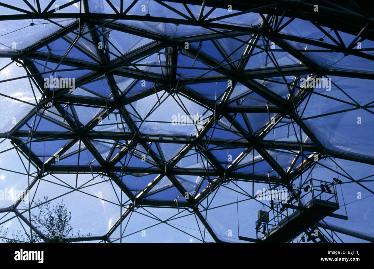 Das Dach des gemäßigten Zone Biome The Eden Project in Cornwall, UK Stockfoto