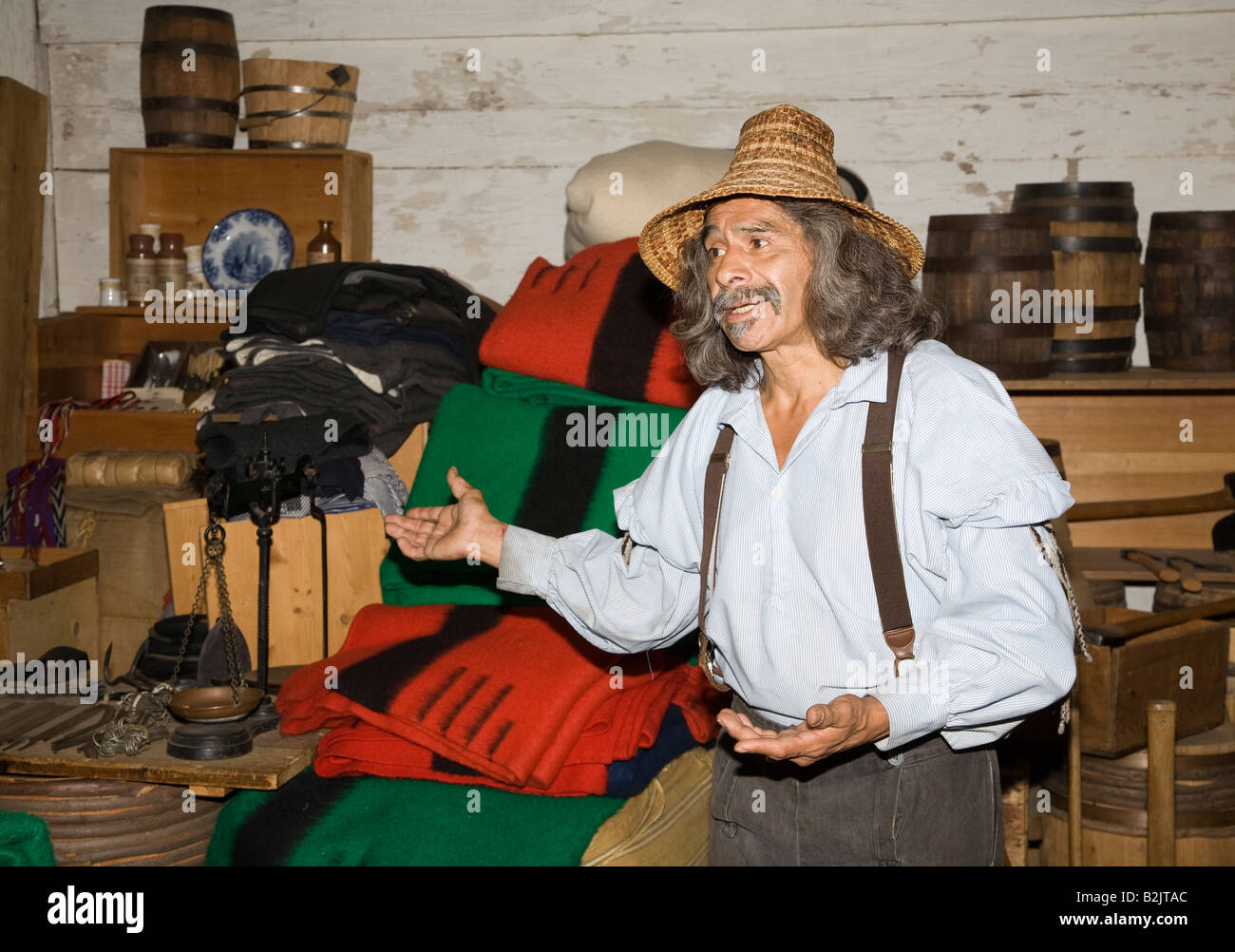 Anleitung erklärt die Geschichte des Fort Langley Tour Gruppe Fort Langley, British Columbia Kanada Stockfoto