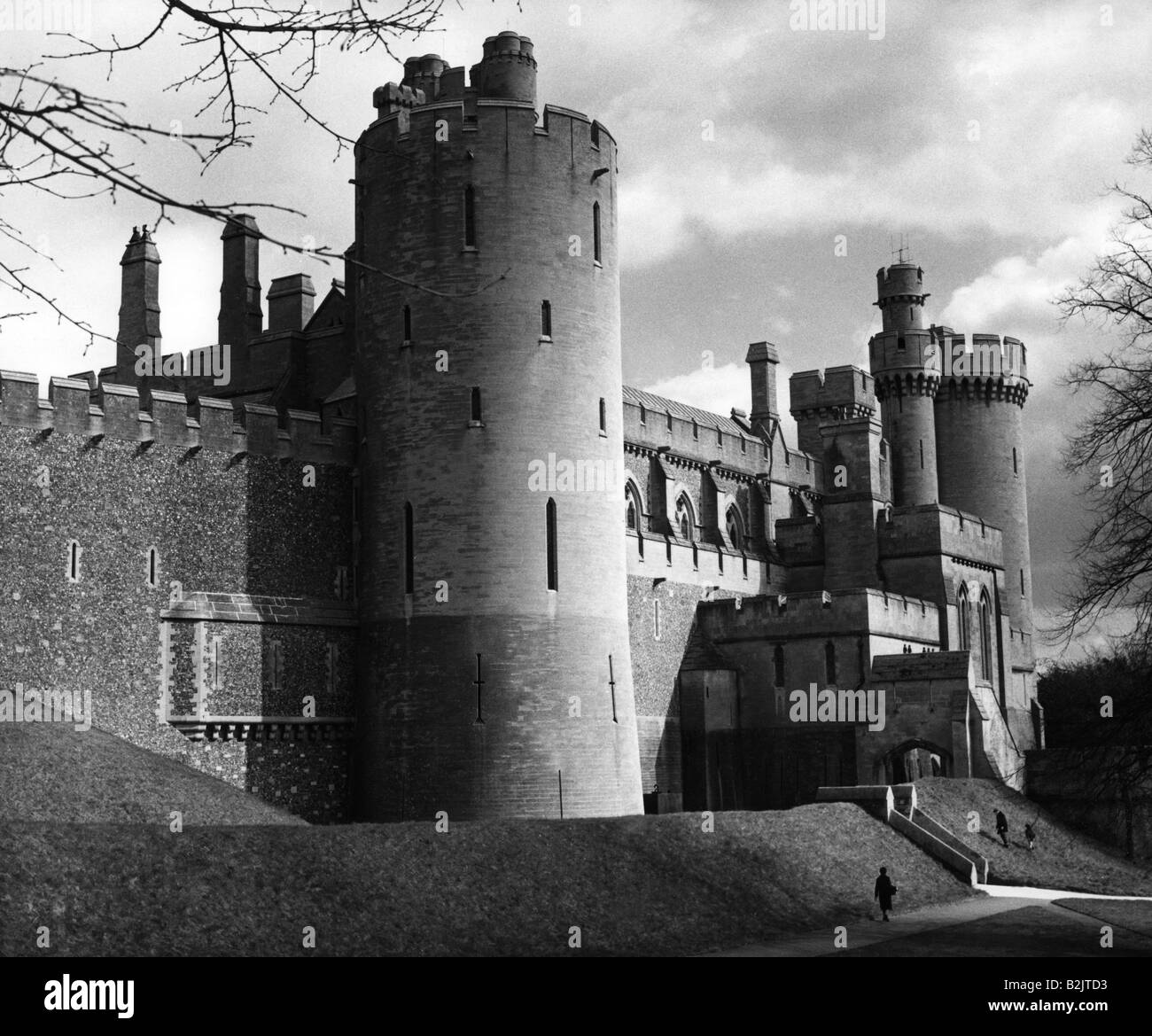 Geographie/Reise, Großbritannien, England, Städte, Arundel, Burgen, Schloss Arundel, erbaut am 11. Jahrhundert, Außenansicht, 1960er Jahre, Stockfoto