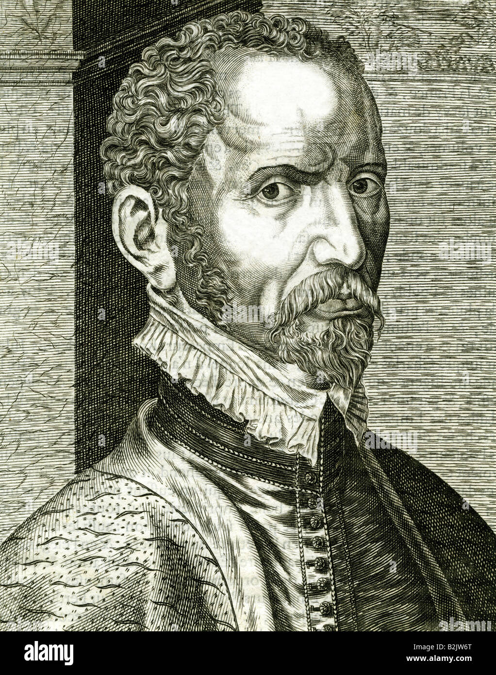 Goltzius, Hubrecht der Jüngere, 30.10.1526 - 24.3.1583, niederländischer Maler, Antiquar, Porträt, Holzgravur, von Esme de Boulonois, Stockfoto