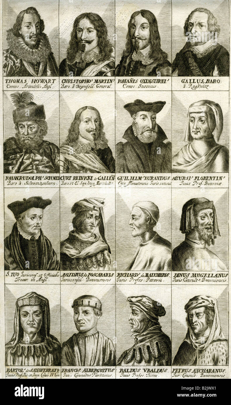 Kollektive Papier, Portraits, Gesandte, Diplomaten, Juristen, die militärischen Befehlshaber, Kupferstich, 17. Jahrhundert, Artist's Urheberrecht nicht gelöscht werden Stockfoto