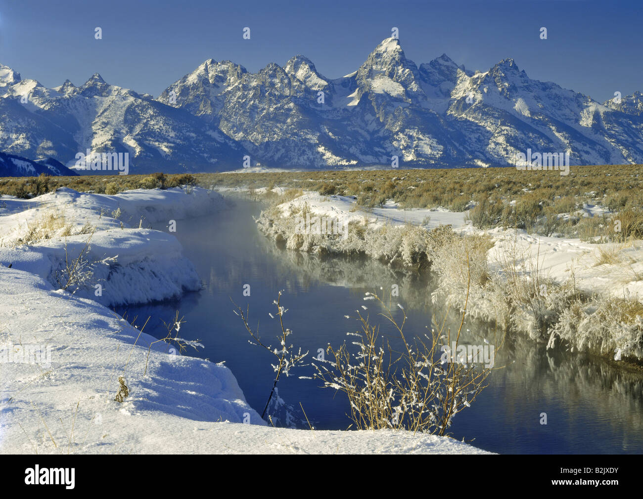Geographie/Reisen, USA, Wyoming, Landschaften, Grand Teton National Park, Grand Tetons und Snake River, Additional-Rights - Clearance-Info - Not-Available Stockfoto