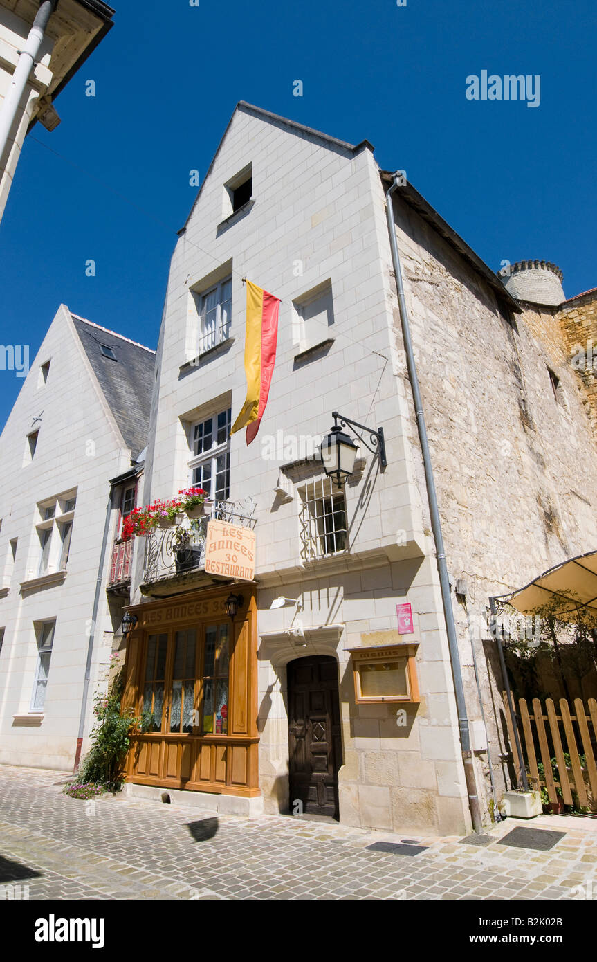 "Les Années 30" Restaurant / Weinbar, Chinon, Frankreich. Stockfoto