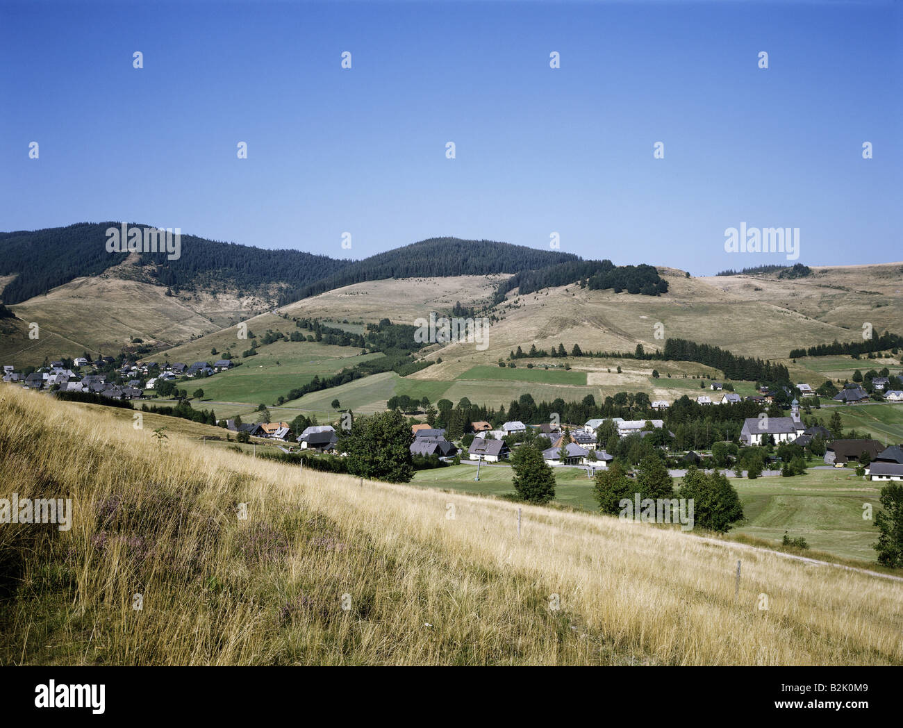 Geographie/Reisen, Deutschland, Landschaften, Schwarzwald, Blick auf Bernau Village im Hochschwarzwald, 1980er Jahre, Stockfoto