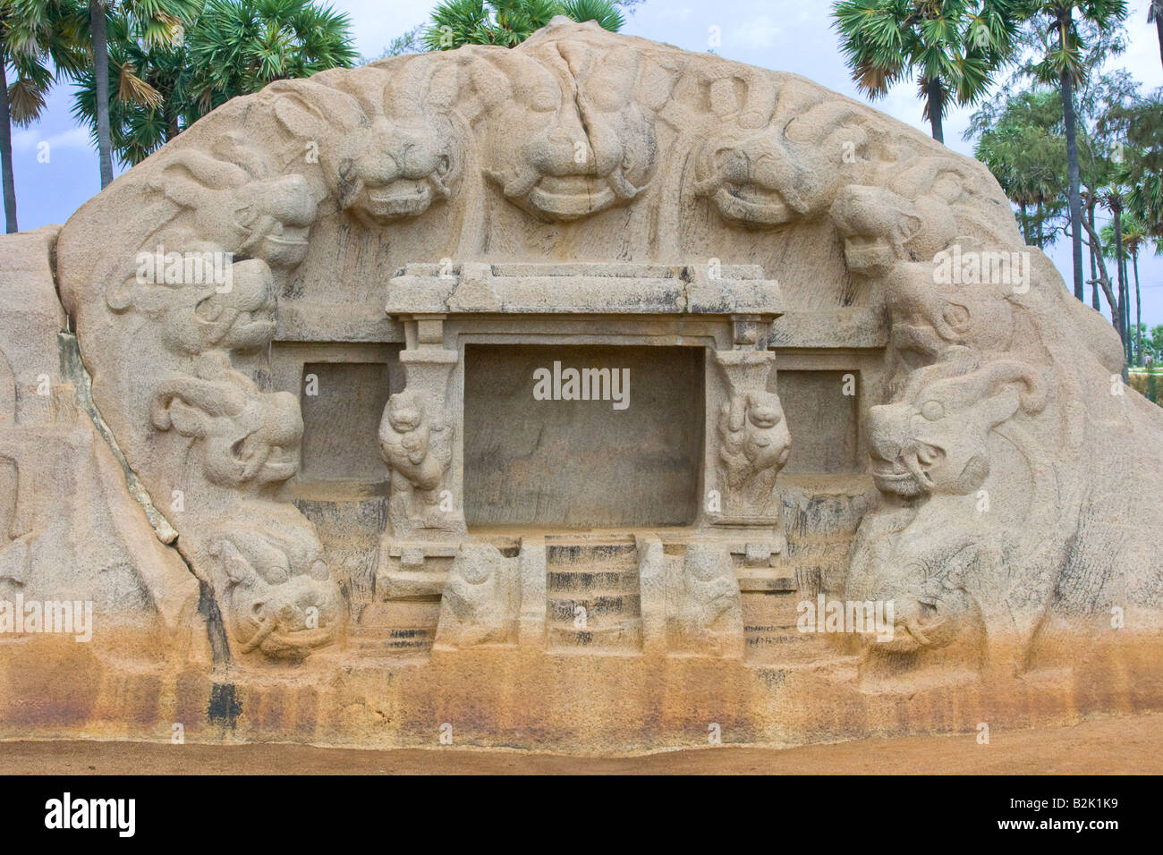 Hindu Tiger Cave in Mamallapuram Südindien Stockfoto