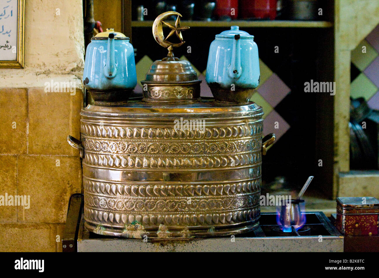 Ein Nafura ein traditionelles Kaffeehaus in der Altstadt von Damaskus-Syrien Stockfoto