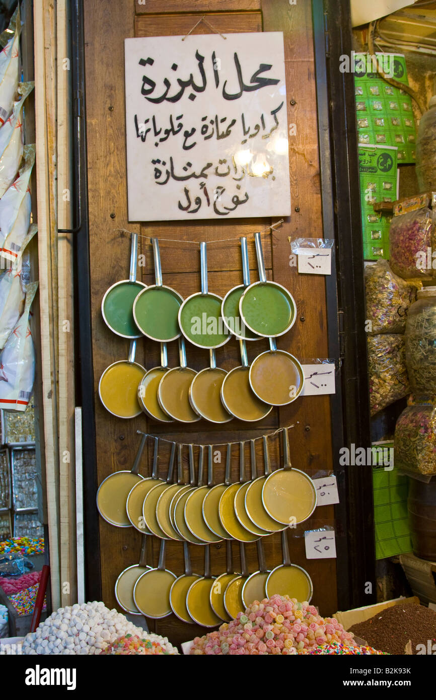 Haarwachs entfernen Körper in einem Shop in den Souk in der Altstadt von Damaskus-Syrien Stockfoto