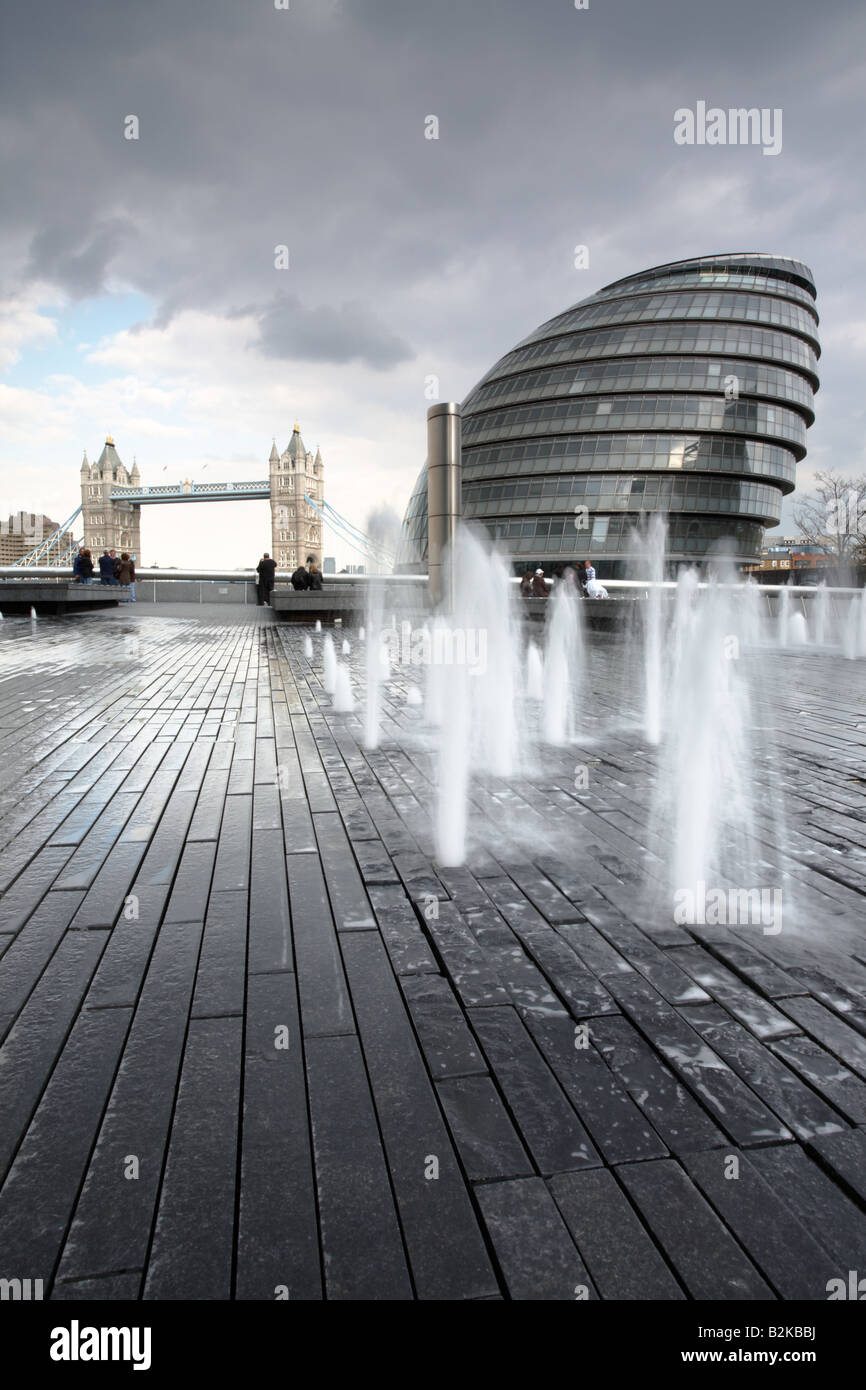 Montage von London und Tower Bridge, England, UK. Stockfoto