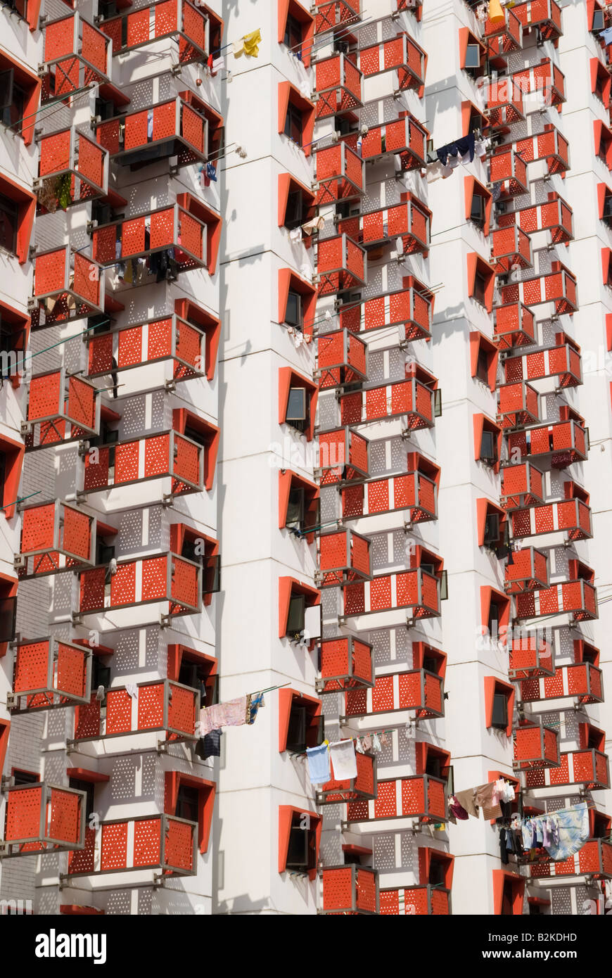 18 Geschichte rote und weiße Selegie House, Block 9 von Stamford Immobilien errichtet 1963 durch das Gehäuse und die Entwicklung in der rochor Gegend von Singapur. Stockfoto