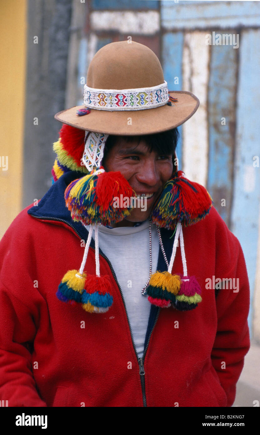Inka Reiter in traditionellen Hut in der Nähe von Cuzco, Peru Stockfoto