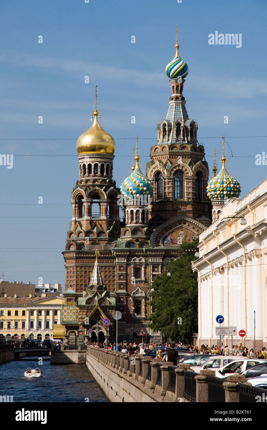 Kirche auf vergossene Blut St. Petersburg Russland Stockfoto